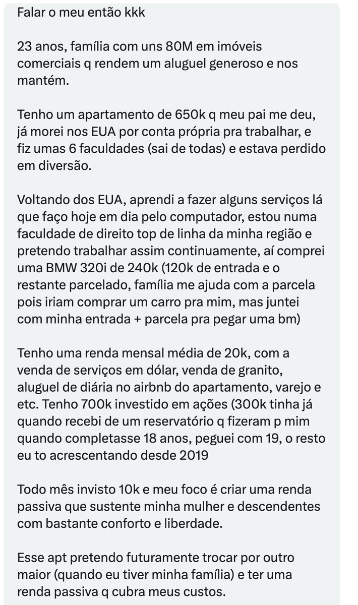 Rafael Zattar on X: Casal com renda mensal de 80 mil reais no #Zflix. 💰  Ele: Médico: 40k. 👨‍⚕️ 40k. Ela: Dentista: 40k. 👩‍⚕️ 40k. AP: 600k 🏠💰 2  viagens por ano (