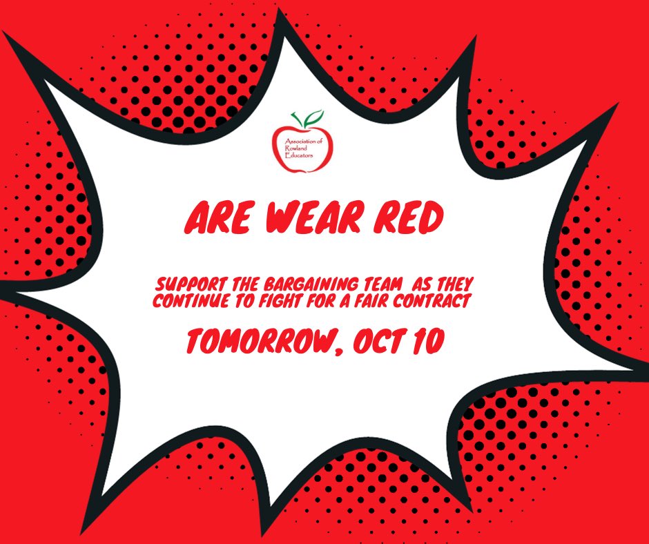 ARE members wear RED tomorrow as the bargaining team is at the table. Show them we support their efforts for us to get a fair contract.