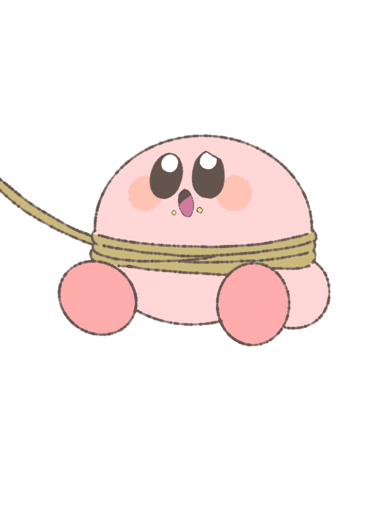 kirby no humans food on face white background simple background open mouth rope solo  illustration images