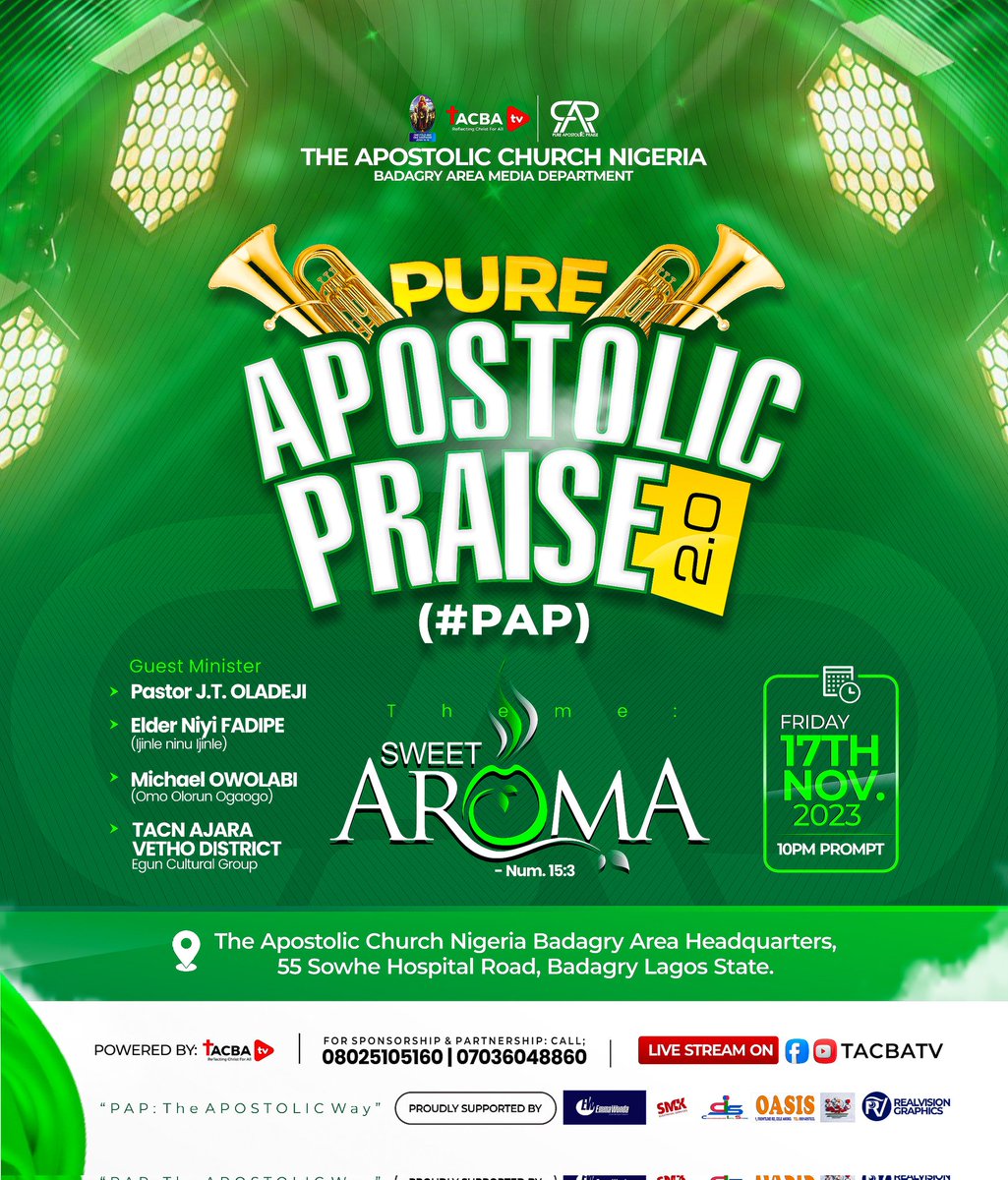 TACBATV's tweet photo. Pure Apostolic Praise Season 2

#PAP2 #SweetAroma #TACBATV #TACN #BADAGRYAREA #PRAISE #KIND #PAP #PureApostolicPraise https://t.co/F7mMfN6Pf5