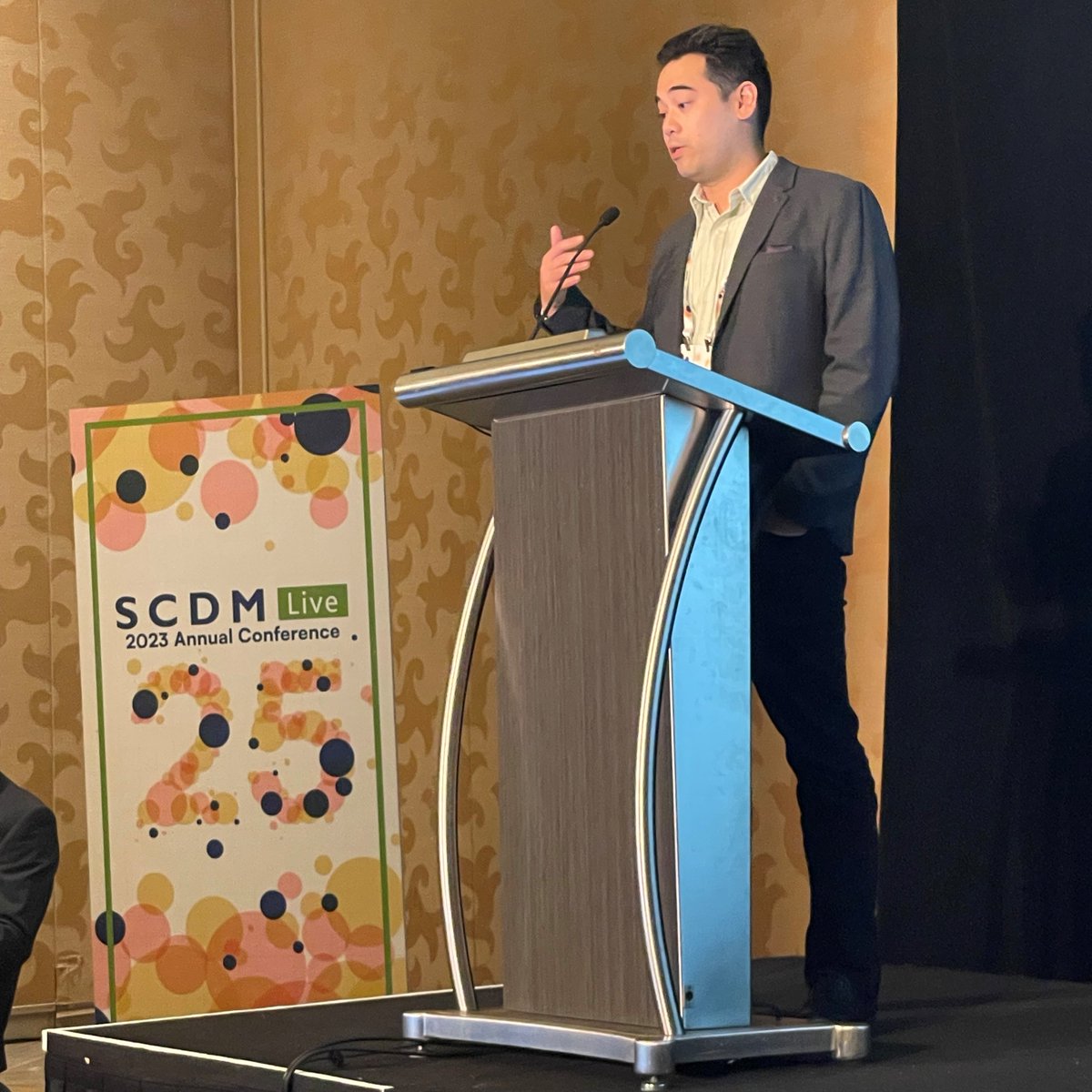 Medidata's tweet photo. Our Medidatians have taken the stage at #SCDM23! Catch glimpses of @SYP_125, @HuskicO, Katy Ghantous, & Henry Lin each sharing cutting-edge insights into clinical data management. Meet with them afterward at booth #112 to continue the conversation!
@SCDM_DataDriven https://t.co/Blu5P6HWAF