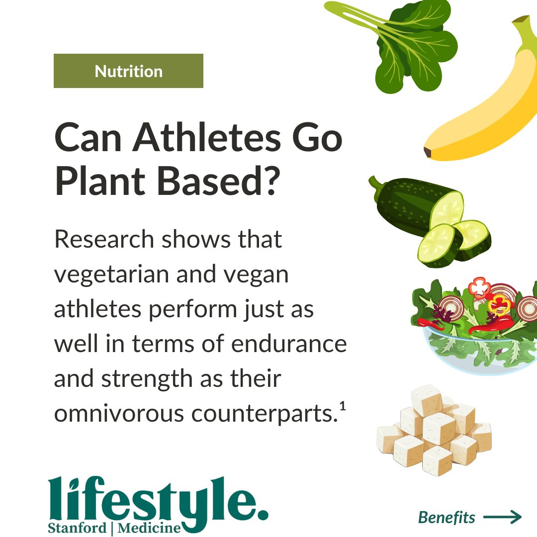 StanfordLifeMed's tweet photo. Athletes following a plant-based diet perform just as well in terms of endurance and strength as their omnivorous counterparts. 

Read more about diets for athletic performance on our website: https://t.co/NdW3hxnS54 https://t.co/fU1iWlwpIQ
