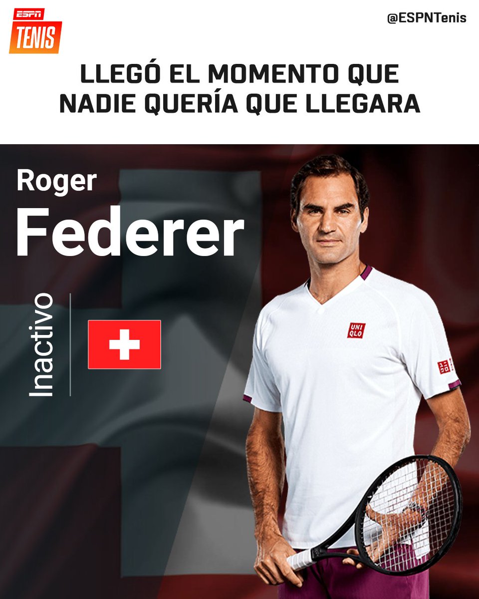 ESPNtenis's tweet photo. Roger Federer, oficialmente "inactivo" en el sitio de la ATP. 😭 https://t.co/LCNoNRvf6W