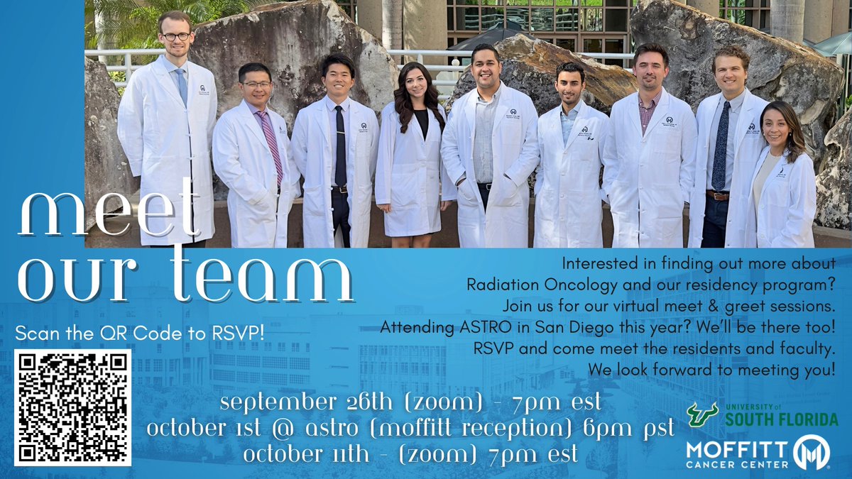 Reminder to all prospective #RadOnc residency #match applicants to come visit with us at our upcoming virtual Meet & Greet session on 10/11 at 7pm EST! There’s still time to sign up - link below! Looking forward to meeting you! @ASTRO_org @ACRORadOnc @ARRO_org @JessicaFrakesMD