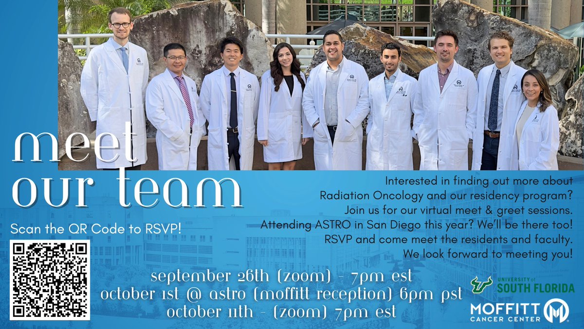 Reminder to all prospective #RadOnc residency #match applicants to come visit with us at our upcoming virtual Meet &amp; Greet session on 10/11 at 7pm EST!

There’s still time to sign up - link below! Looking forward to meeting you!

<a href="/ASTRO_org/">ASTRO</a> <a href="/ACRORadOnc/">ACRO - American College of Radiation Oncology</a> <a href="/ARRO_org/">ARRO</a> <a href="/JessicaFrakesMD/">Jessica Frakes</a>