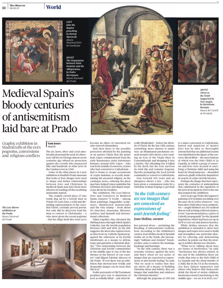 Benito_Navarret's tweet photo. Enhorabuena a Joan Molina @museodelprado por su proyecto intelectual sobre el espejo perdido, judíos y conversos en la #España medieval, las excelentes críticas de @nytimes y @observer refrendan el trabajo y su enfoque. Y sí hay que leer todas las cartelas y vinilos, fundamental, si solo se ven las obras es otra exposición diferente. Enhorabuena @museodelprado