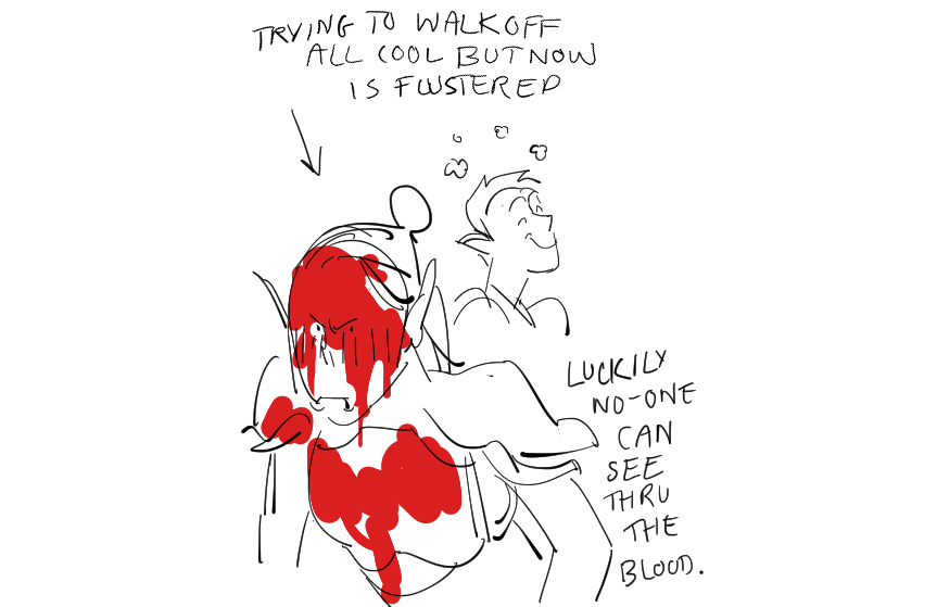 one tiny ruthless alien meets one huge soft drow. (bg3)