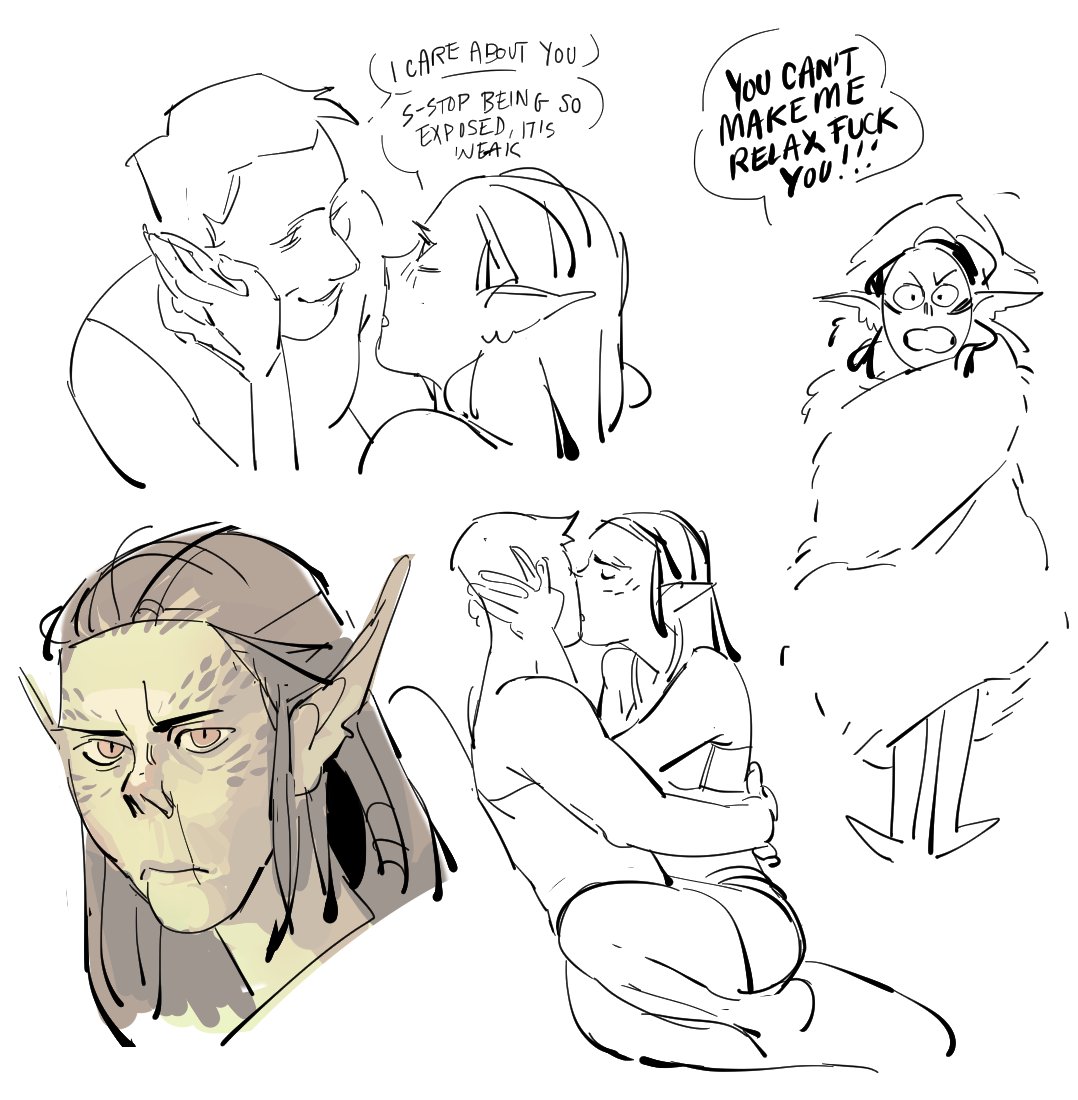 one tiny ruthless alien meets one huge soft drow. (bg3)