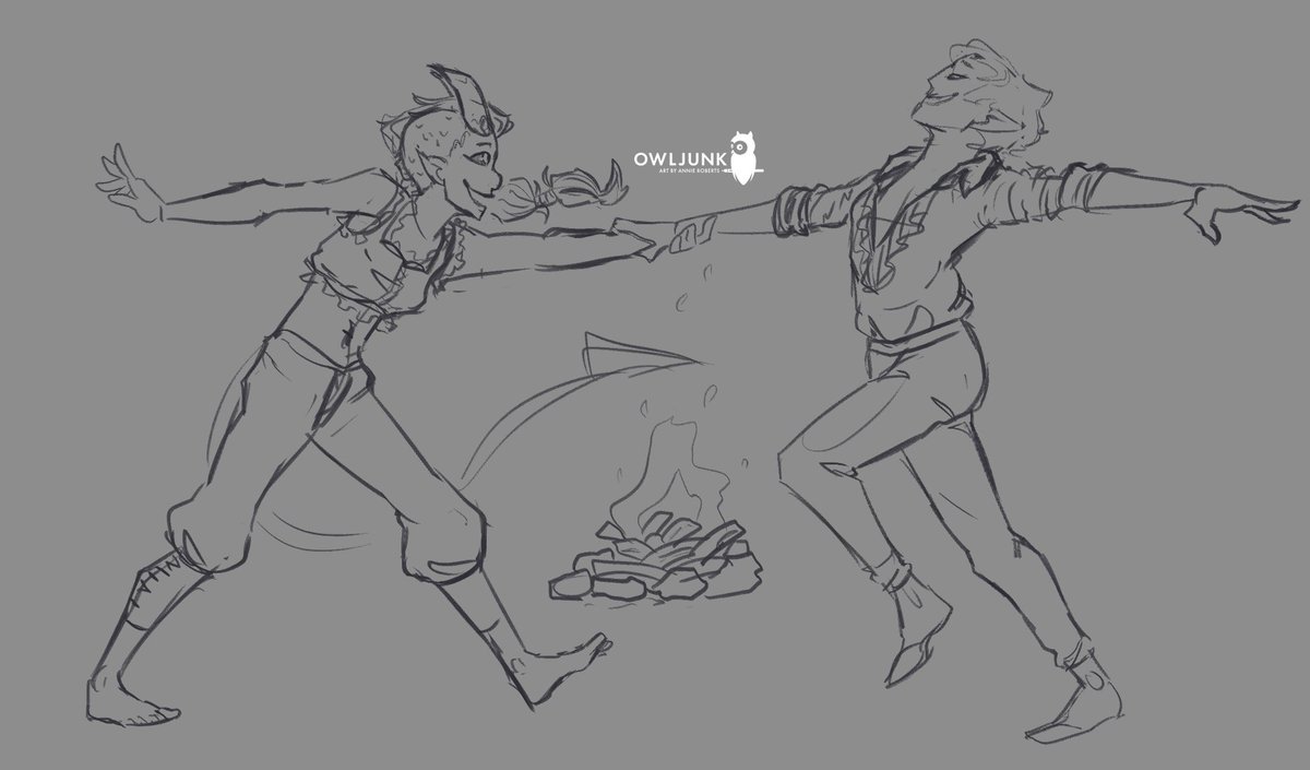 doodled the sillies dancing by the fire!

#tav #astarion #bg3 #sketch