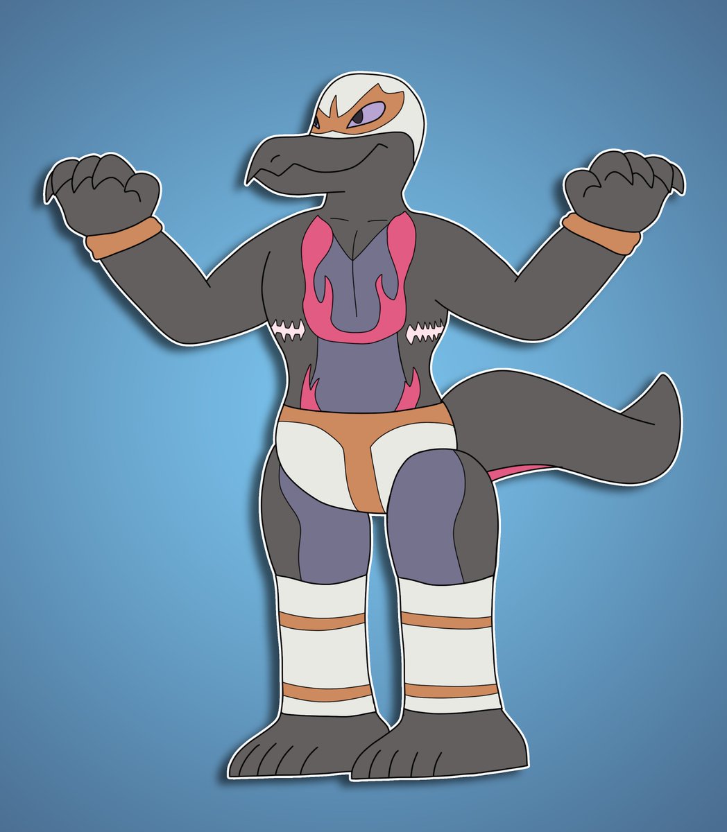 XtraFrog's tweet photo. Venom - Salazzle
A transmasc luchador I made bc I was inspired by friends and mutuals making their own transmasc fighters. He's very friendly and has a passion for fiery strength while a rival Salazzle of his (TBA) focuses on poisonous swiftness. Before, he was known as "Venus". https://t.co/gLPmi7gwOL