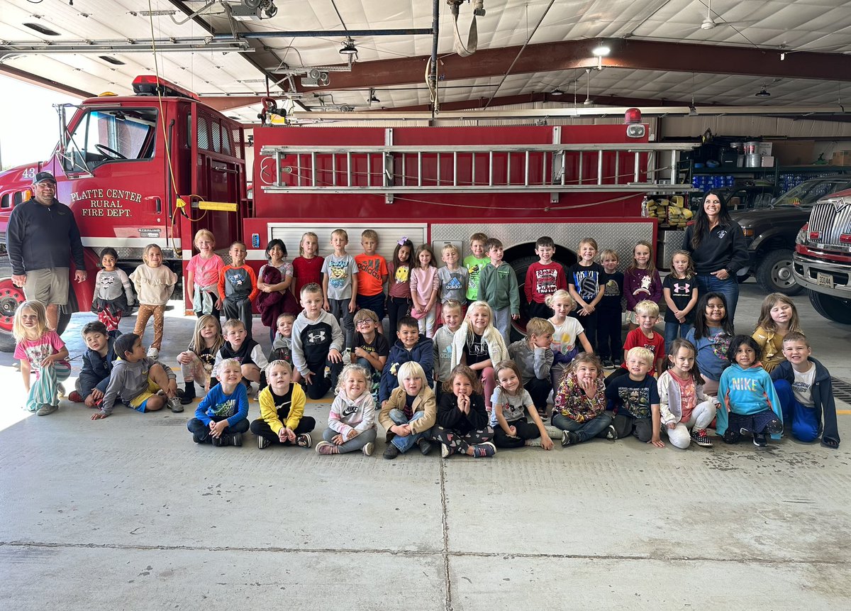 Big thank you to members of the Platte Center Volunteer Fire and Rescue Departments for teaching Platte Center preschool, kindergarten and 1st grade classes about fire safety 🔥🚒🚨🚑 ⛑️ #FirePreventionWeek <a href="/PCElemSchool/">PC Elementary School</a> <a href="/JodyJarecki/">Jody Jarecki</a> <a href="/pcsprunk/">Jeremy Sprunk</a> <a href="/amberpilly/">Amber Pilakowski</a> #lakeviewvikes