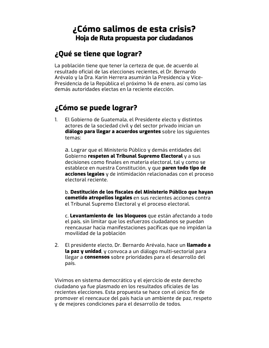 bensywulka's tweet photo. Una hoja de ruta propuesta por algunos líderes para salir de nuestra crisis. https://t.co/wqa8ba1ZMw