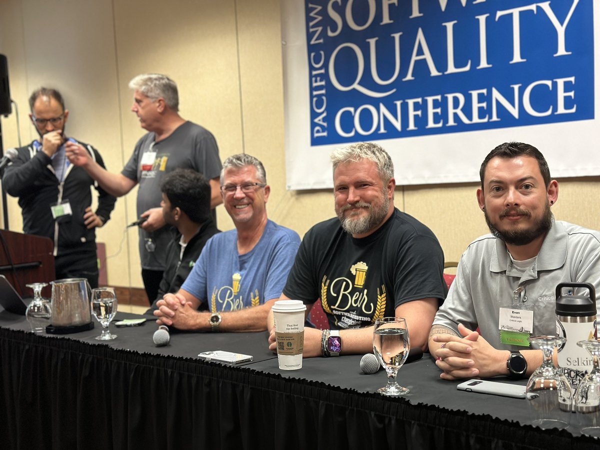 baucomrick's tweet photo. #automation panel at #PNSQC2023. Good discussions. @BobCrews_CPTech @Checkpointech https://t.co/g1m0qttCbP