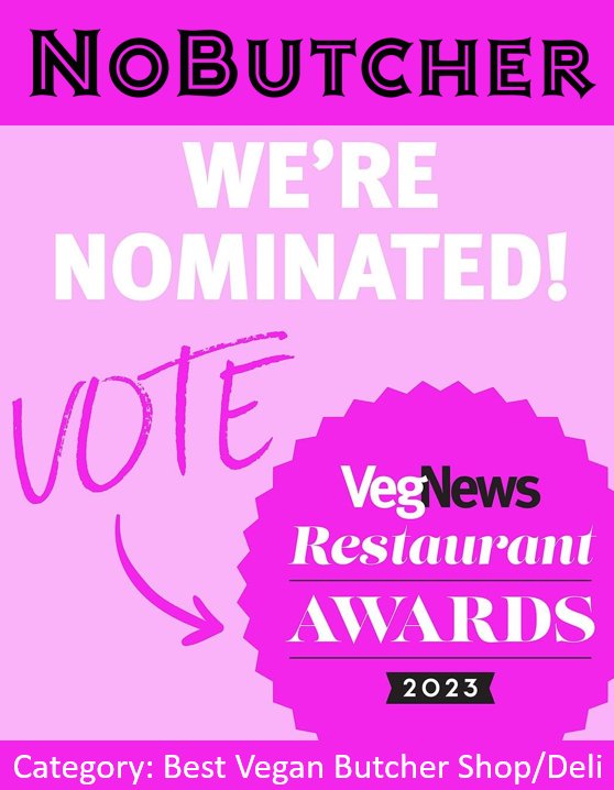 nobutcher_com's tweet photo. Wow! We got nominated by VegNews for best Vegan Butcher Shop/Deli in the USA!

If you want to help us win this national (!) competition, please vote for us here:

https://t.co/YAkGPFz2mN

We appreciate your support. 

The NoButcher team https://t.co/SV0pIwcoVp