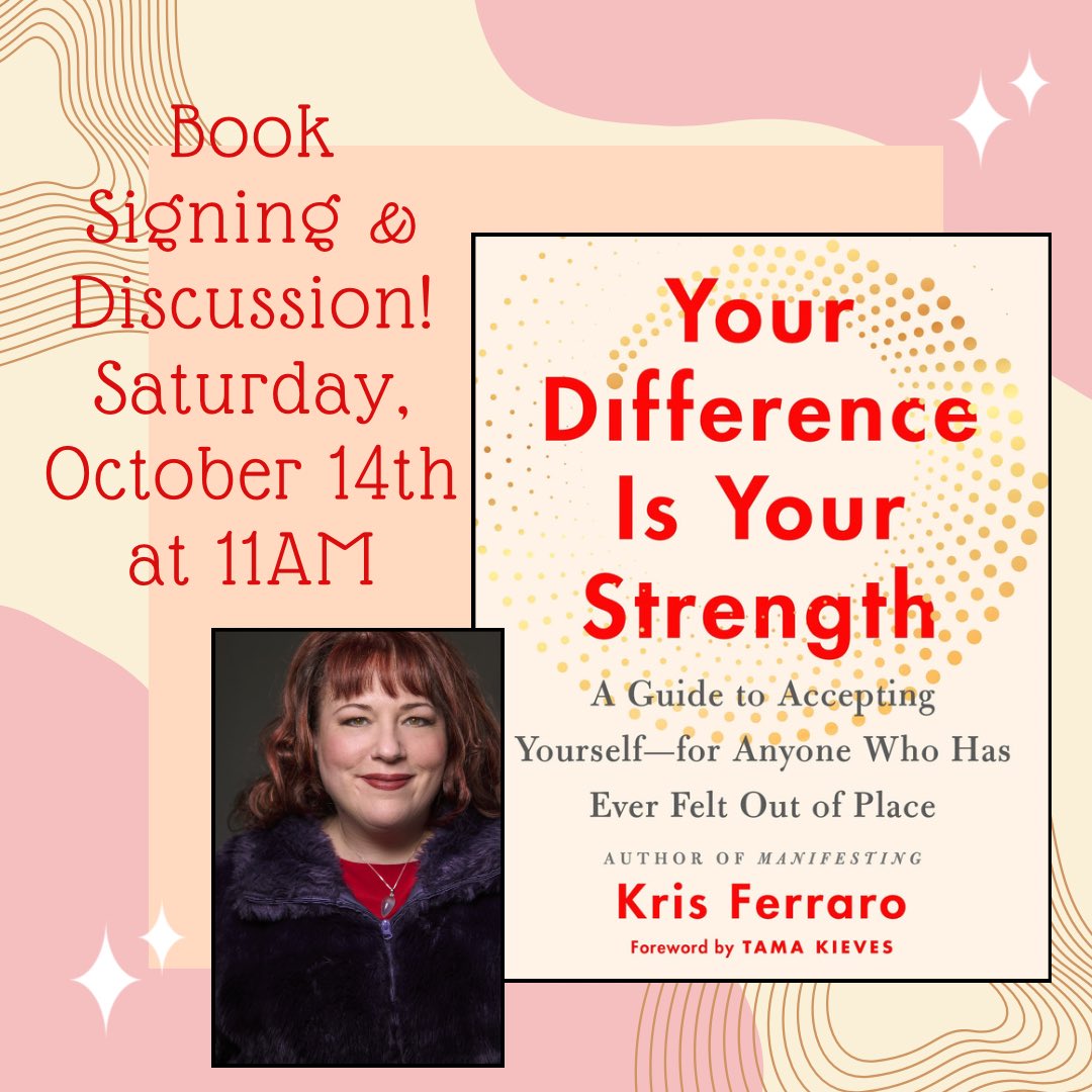 Join us this Saturday, October 14th at 11 AM for a book signing and discussion with author Kris Ferraro!