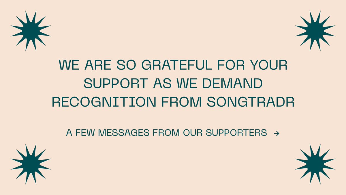 bandcampunited's tweet photo. We are so grateful for your support as we demand recognition from Songtradr. It has been so heartwarming to see the messages coming in. Here are a few from our supporters: https://t.co/JaJA1ky7m5