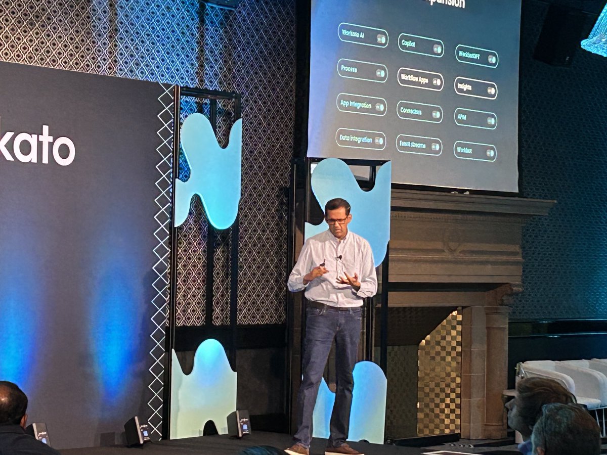 Gautham Viswanathan, ⁦@Workato⁩ CPO, illustrates how the Workato Platform is evolving to support Gen AI, workflow, governance, events and analytics 

#Automate2023 #Sydney