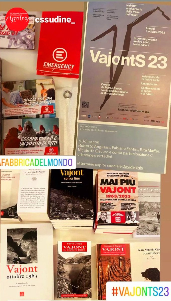 CSSUdine's tweet photo. 🛎Oggi 9ottobre a #Udine #TeatroPalamostre
@CSSUdine si è unito a
#VajontS23
Azione corale di teatro civile
Progetto di #MarcoPaolini @fabbricamondo @jolefilm #FondazioneVajont
a #Udine #TeatroContatto con #DavideEnia #RobertoAnglisani #FabianoFantini #RitaMaffei #NicolettaOscuro https://t.co/w892S1DURN