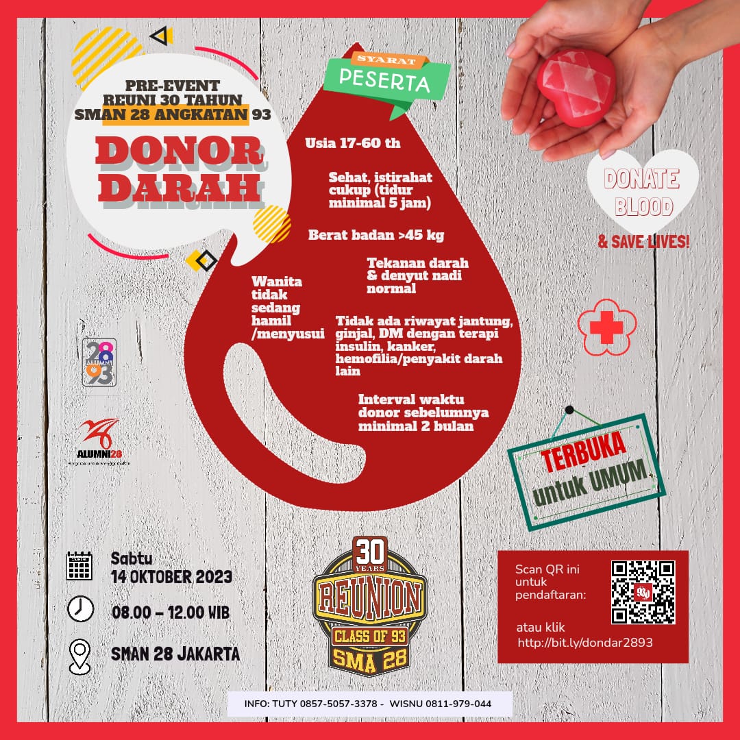 triharry's tweet photo. Donor Darah
Sabtu, 14 Oktober 2023
Alumni SMAN 28 Jakarta https://t.co/LH5vEu4Re2