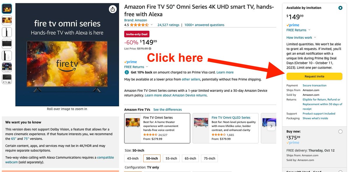 mattswider's tweet photo. ❓Are you buying on Amazon Prime Day tomorrow? 🚨Remember: register for invites to7️⃣Lightning Deals (click 'Request Invite' button)⤵️
1️⃣🖥️$149 50" Amazon Fire TV
https://t.co/8A16fAKe81

2️⃣📺$199 50" HiSense4K TV
https://t.co/1JYHwHoRQ4

3️⃣♨️$79 Air Fryer
https://t.co/8jmt5midxK

4️⃣🔉$198 Sony soundbar
https://t.co/UgB93ndetW

5️⃣📹$99 Blink Outdoor camera
https://t.co/lbz60Zyd3C

6️⃣🫘Jabra Elite 7 Active earbuds
https://t.co/6fu3BrRFCW

7️⃣⌚$199 Citizen Men's Promaster Dive watch
https://t.co/jG9WWJGsLG

⤵️More deals going live at 3am ET / 12am PT – just a few hours from now.
⬇️⬇️⬇️⬇️⬇️⬇️⬇️⬇️⬇️
Click here to see the deals list so far: https://t.co/4PyDSkugwI