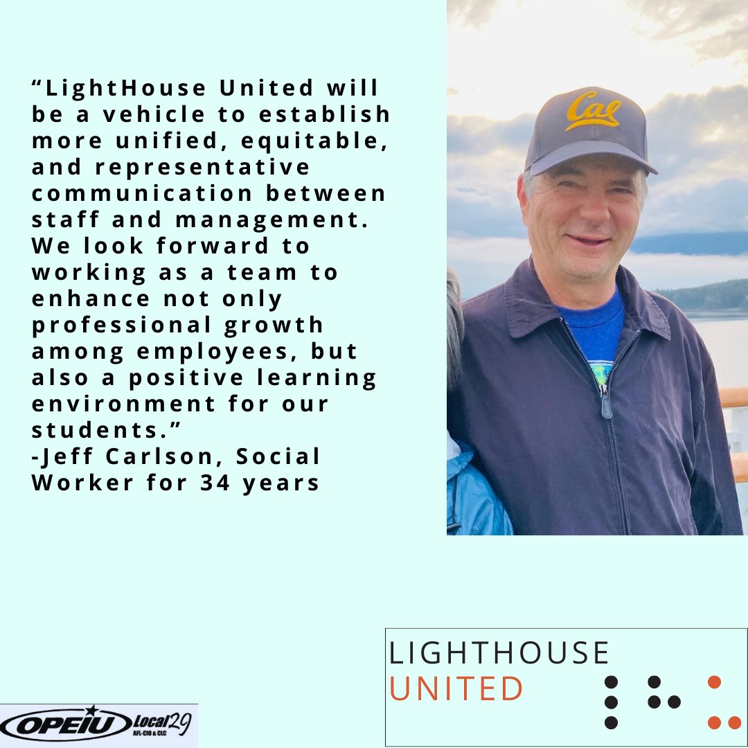 LightHouseUnion's tweet photo. LightHouse United will be a vehicle to establish more unified, equitable, and representative communication between staff and management.” - Jeff Carlson, Social Worker for 34 years (1/2) https://t.co/cHzBotFZFR