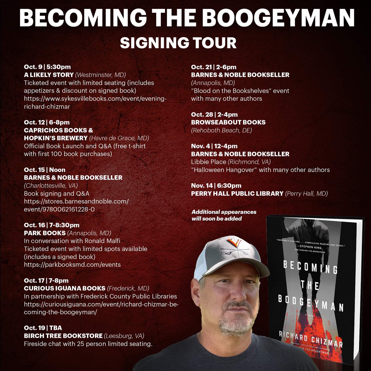 Book signings info. Hope to see you!
