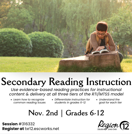 Let's work together to ensure that every student receives the quality education they deserve. Register today to learn how to use evidence-based reading practices that impact instruction on multiple levels. txr12.escworks.net/catalog/sessio…