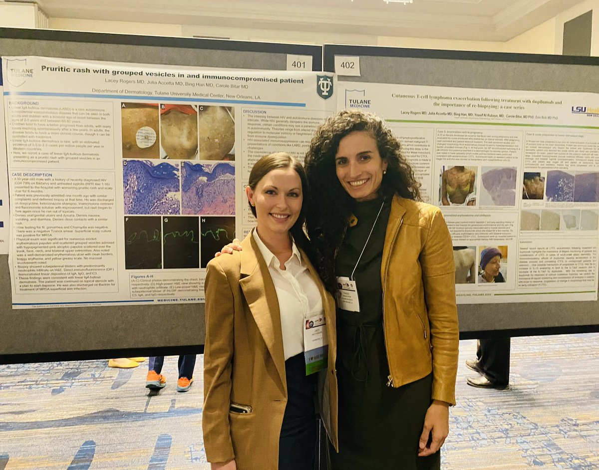 LaceyFalgout's tweet photo. I took a break from wards and spent my golden weekend presenting two posters at #ASDP in Chicago! Beyond sharing research, I enjoyed connecting with mentors and meeting fellow residents who share a passion for dermatology and dermatopathology. Excited for future opportunities! 🔬 https://t.co/6DmBvYPLy6