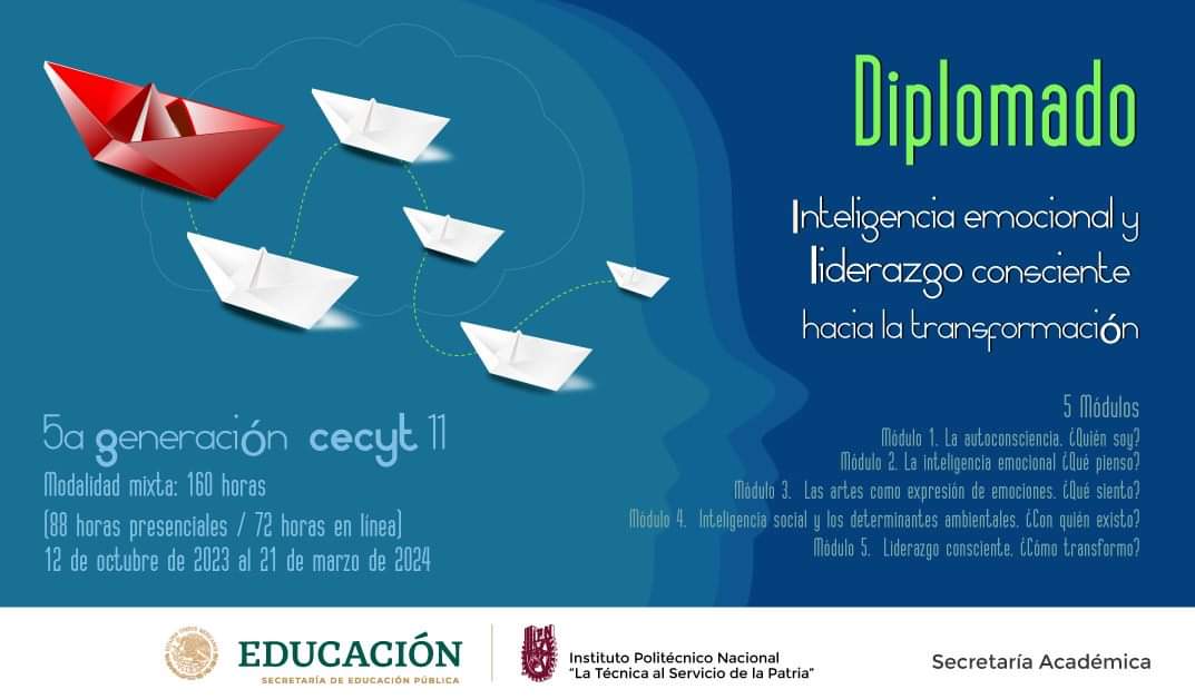 IPN_DFIE's tweet photo. La #DFIE te invita a participar en el diplomado: Inteligencia emocional y liderazgo consciente hacia la transformación
¿Dónde? @CECyT11_WM
Regístrate https://t.co/QUsMyXk10E https://t.co/OOtNUmFYz3