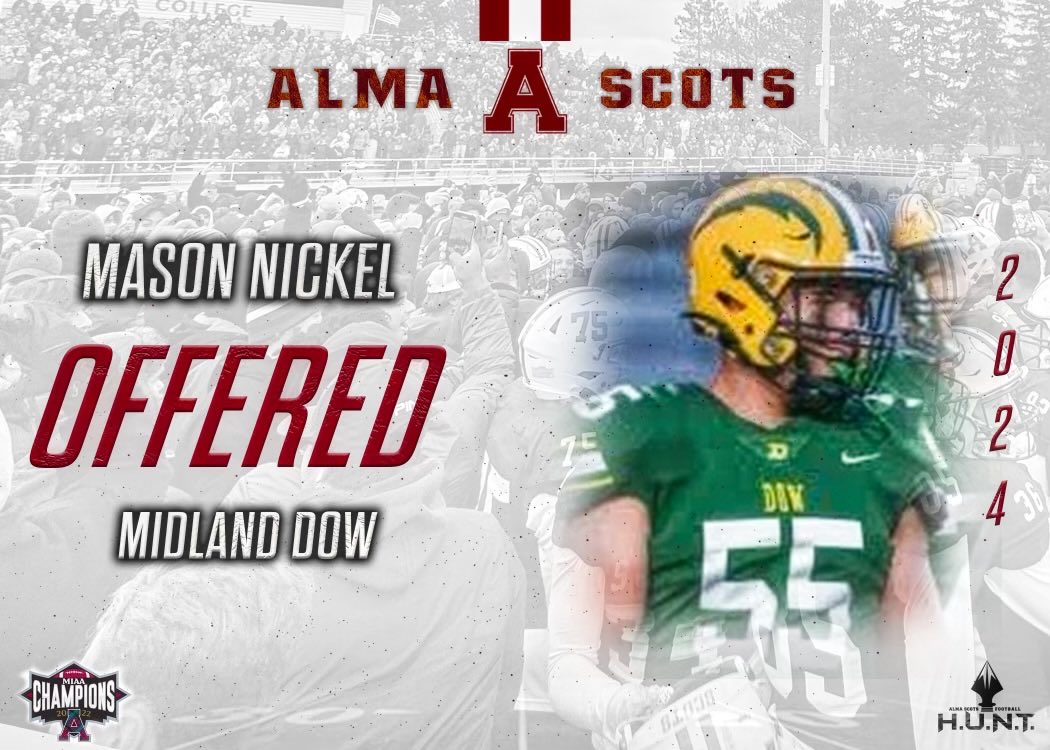 MasonNickel2's tweet photo. After a great talk with @z_rieps I’m grateful to have received a roster spot offer to play football for Alma college
@MJPete14 @CoachCouchAlma @Coach_OGara https://t.co/YIetieIHNA