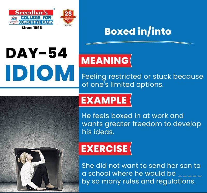 sreedharsccetpt's tweet photo. Daily One Idiom 💯
Join Sreedhar's CCEInstitute
For Admissions, Reach out at 9849160043
#sreedharscce #idiom #idioms #english #vocabulary #learnenglish #grammer #englishgrammer #speakenglish #proverbe #dailyoneidiom #englishpartner #bankingenglishvocabulary #banking #banking https://t.co/jhNqsjfY5w