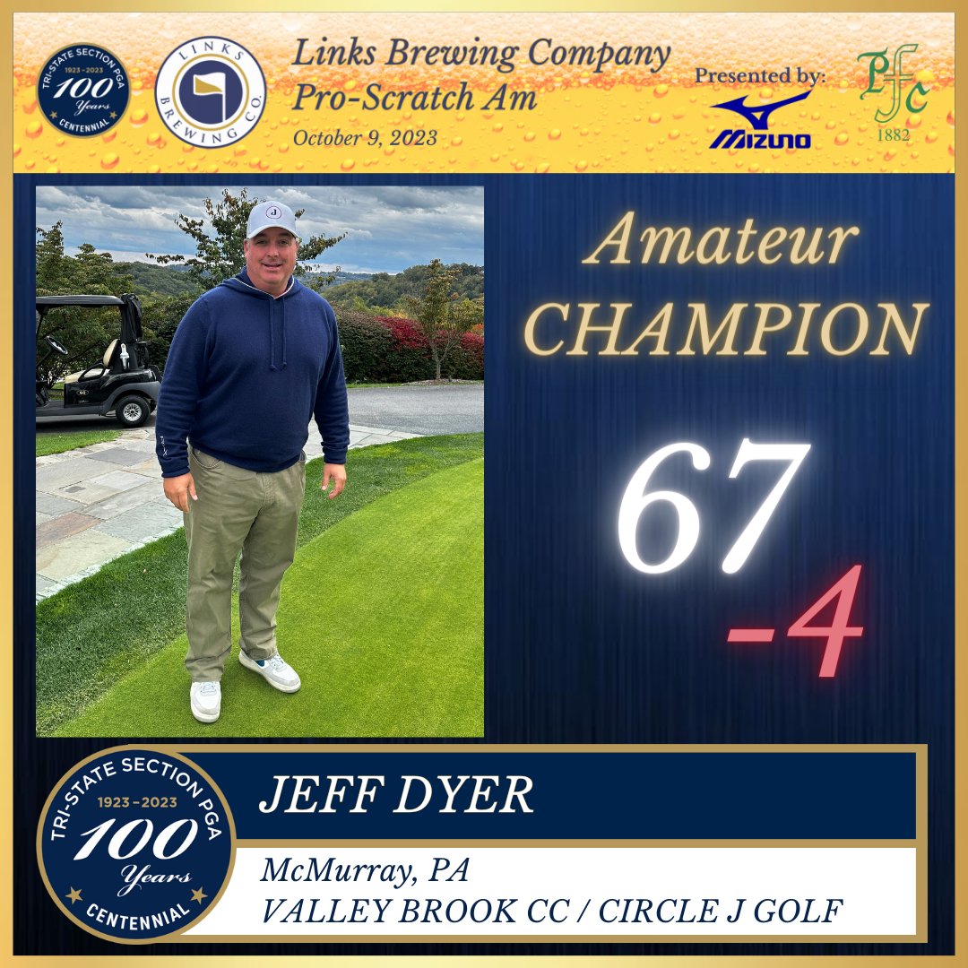 TriStatePGA's tweet photo. 2023 Links Brewing Company Pro-Scratch Am. 
Oct. 9, 2023 | Pittsburgh Field Club. 

Congratulations to all of our competitors and champions. ⛳️ 🏆 

Thank You ... @LinksBrewing @MizunoGolfNA @PFCPGAPro 

Final Leaderboards: 
https://t.co/1LmMNRMmQt https://t.co/ck2zZXDzAM