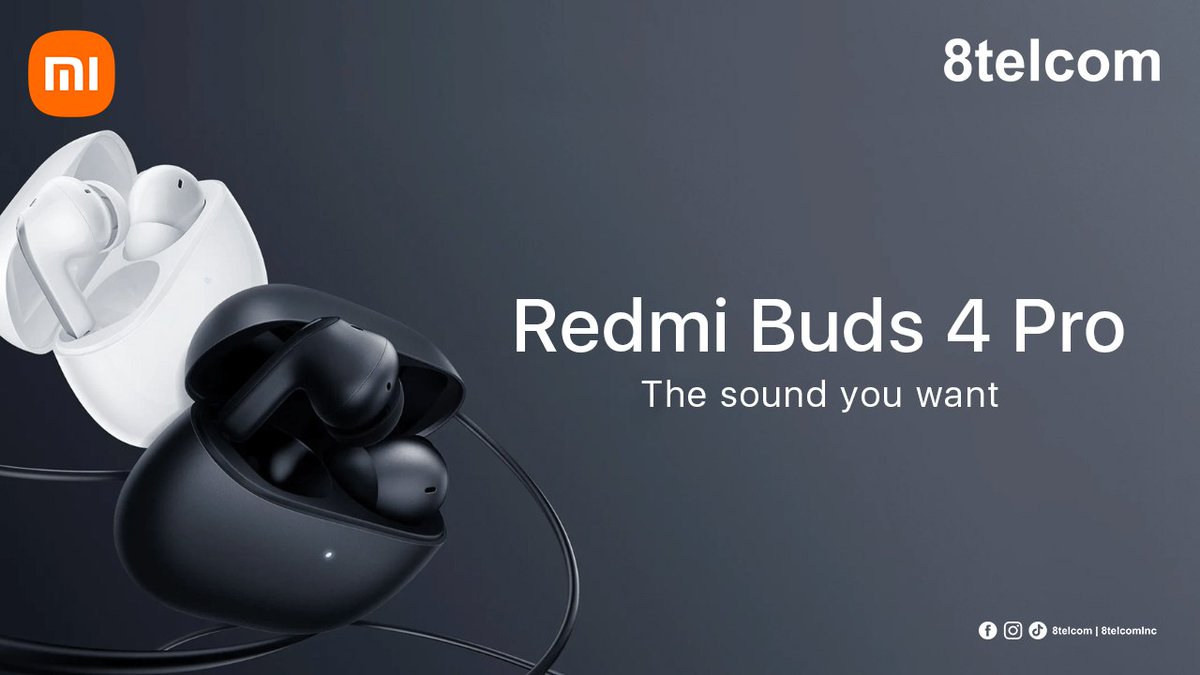 8telcomInc's tweet photo. Check out the features of #RedmiBuds4Pro
 ✅ Hi-Res Audio Wireless Supported
 ✅ Up to 43dB active noise cancellation
 ✅ Up to 36 hours ultra-long battery life
 ✅ Dual device smart connectivity
 ✅ Hi-Fi sound quality
#TheSoundYouWant #8telcom https://t.co/YLD1WqkXip