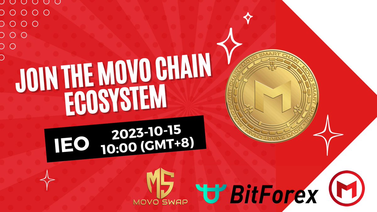 MOVO Airdrop is LIVE! 🐝

Join the MOVO Chain Ecosystem
IEO: bitforex.com/en/starter/MOV…
Time: 2023-10-15 10:00:00 (GMT+8)

1⃣ Follow <a href="/Movo_Coin/">Movo Smart Chain</a> &amp; <a href="/MovoFoundation/">Movo Foundation</a> 
2⃣Like, Retweet, Comment, Tag 3 friends
3⃣Comment your MOVO wallet address get 0.1 MOVO 👇