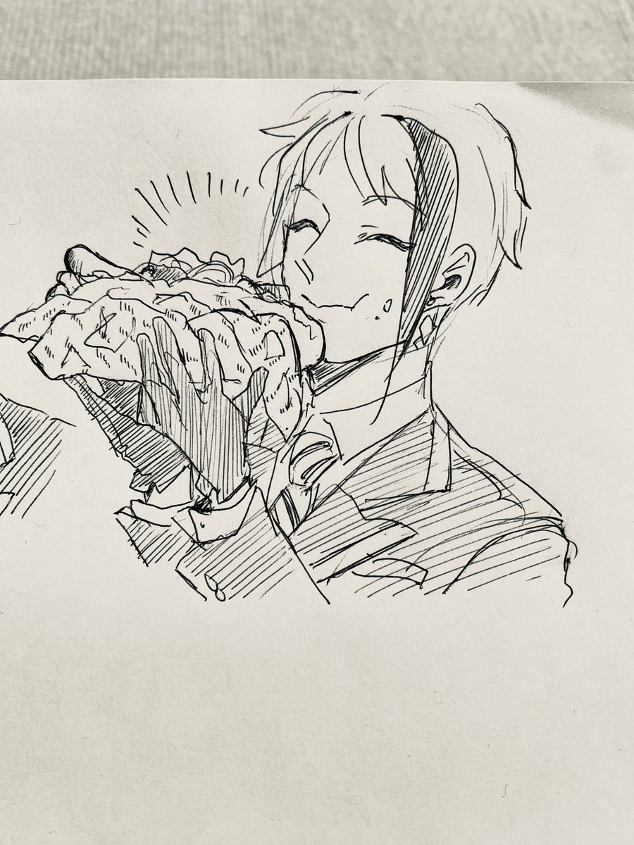 朝の一発描き再掲
デカバゲットとジェくん🥪 
