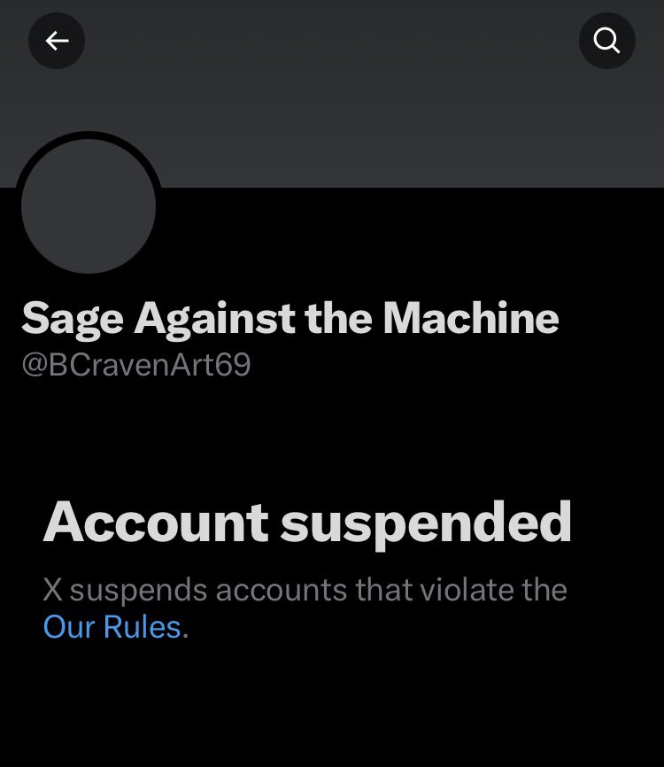 I want @BCravenArt69 (Sage’s) account to be reinstated! Does anyone know why her account was suspended?