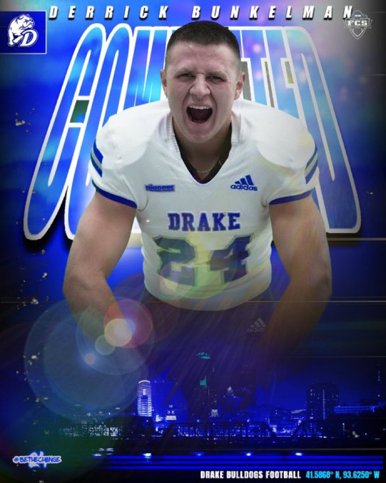 DerrickBunkelm1's tweet photo. I am incredibly excited to announce I am 110% committed to @DrakeBulldogsFB!! 
Go Bulldogs🐶🏈!!
@tstepsis @DrakeCoachSmith @FBCoachButt @CoachBenStrick @CoachPaquet64 @Sully5193 @PrepRedzoneWI @MJ_NFLDraft @ScottVenci https://t.co/p3sq9marpH