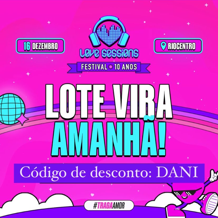 DaniQuintanilh1's tweet photo. 🚨VIRADA DE LOTE AMANHÃ, 23:59H

💖 LOVE SESSIONS
🗓️ 16/12📍 Rio Centro

🎧VINTAGE CULTURE
🎧MOCHAKK 
🎧VICTOR LOU    
🎧DUARTE 
🎧MILA JOURNEE 
🎧 DOOZIE 
🎧MAZ E MUITO MAIS ‼️

🎶  2 PALCOS
🥂 4 SETORES, SENDO 1 DELES OPEN BAR

🎟️CÓDIGO DE DESCONTO: DANI
https://t.co/mlxU3rCKXA https://t.co/pDENBnI3C3