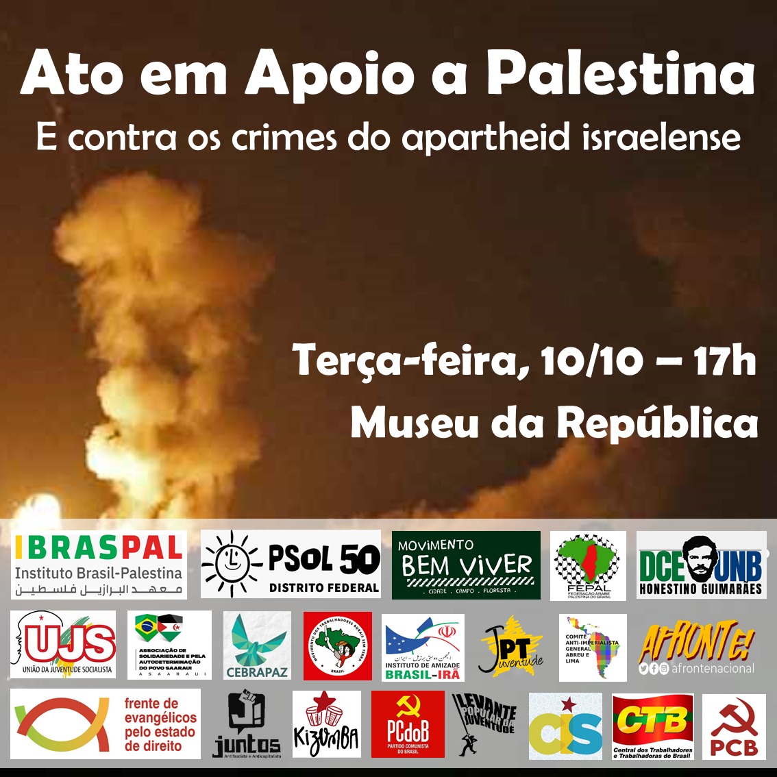 RadioFreeBrazil's tweet photo. 🇵🇸 Atos terça (10/10) de Solidariedade ao povo palestino

📍 Brasília, RJ e SP 

COMPARTILHE e complemente com outros que souber! https://t.co/5rT3YH2RJk