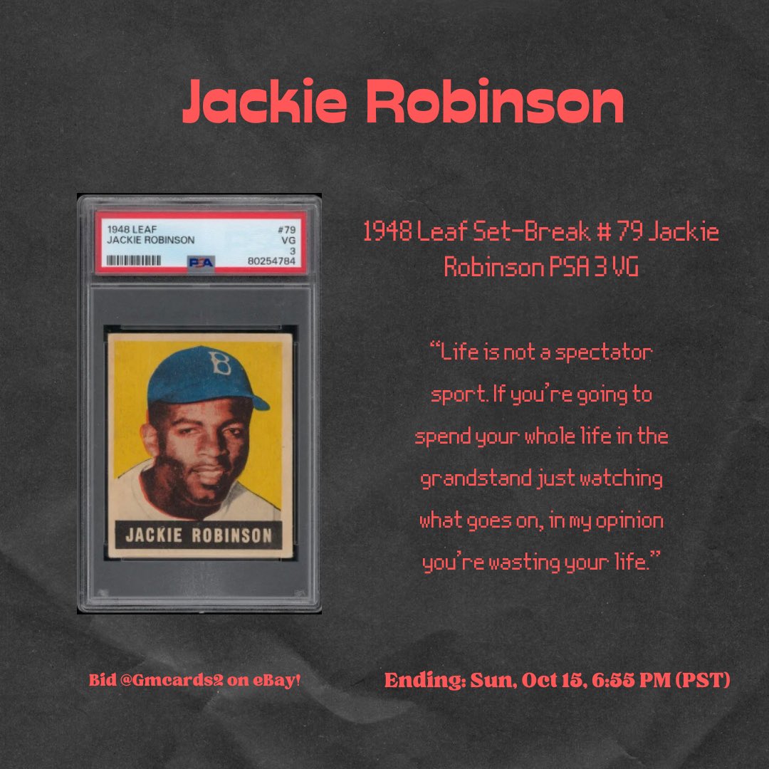 gm_cards_'s tweet photo. Check out more of our graded cards at Gmcards2 on eBay!
https://t.co/qIsRSng3Oh #thehobby #whodoyoucollect #jackierobinson https://t.co/uo5MJqCiti
