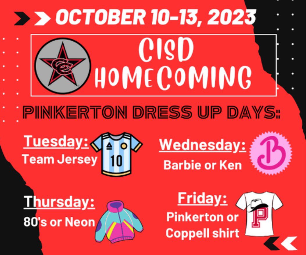 Michael Upchurch K-5 STEAM Educator (@mupchurchsteam) on Twitter photo Pinkerton dress up days for Homecoming Week. Let’s go Cowboys <a href="/CoppellSports1/">Coppell ISD Athletics Dept</a> <a href="/coppellfootball/">Coppell Football</a> Pinkerton dress up days for Homecoming Week. Let’s go Cowboys <a href="/CoppellSports1/">Coppell ISD Athletics Dept</a> <a href="/coppellfootball/">Coppell Football</a>