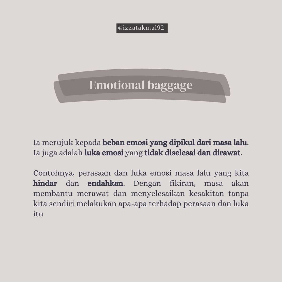 izzatakmal92's tweet photo. Luka emosi yg sudah terlalu lama kamu tinggalkan itu tidak pergi, walau sudah terlalu lama kamu biarkannya. Ia masih ada di pundak yg kamu pikul tanpa kamu sedar. Belajarlah utk menyelesai dan menamatkan konflik itu. Belajar utk tidak lari dari perasaan yg tidak menyenangkan. https://t.co/2D7cLGdcNL