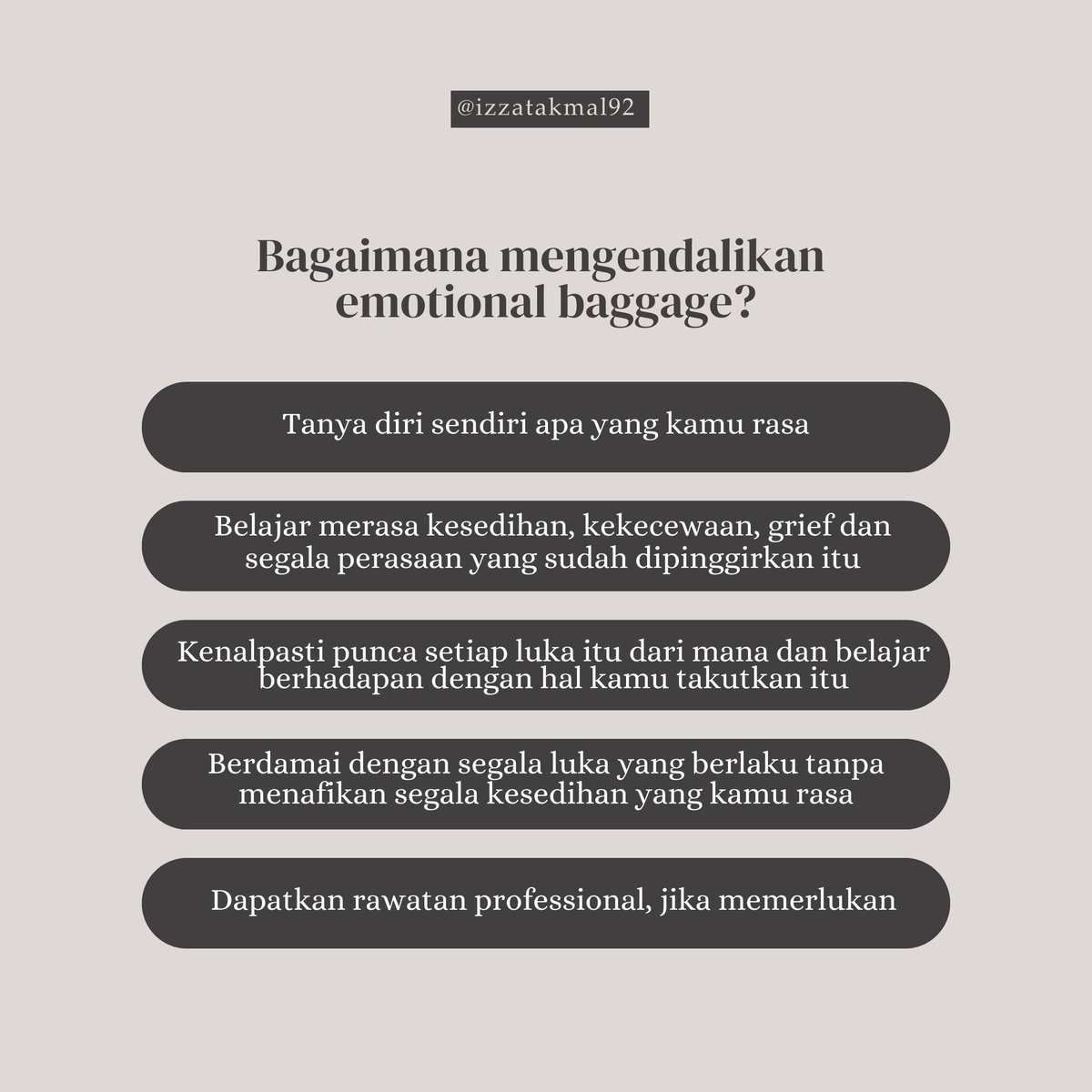 izzatakmal92's tweet photo. Luka emosi yg sudah terlalu lama kamu tinggalkan itu tidak pergi, walau sudah terlalu lama kamu biarkannya. Ia masih ada di pundak yg kamu pikul tanpa kamu sedar. Belajarlah utk menyelesai dan menamatkan konflik itu. Belajar utk tidak lari dari perasaan yg tidak menyenangkan. https://t.co/2D7cLGdcNL