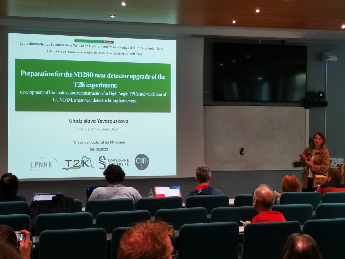 Tokai2Kamioka's tweet photo. Congratulations to Dr. Uladzislava Yevarouskaya from @Sorbonne_Univ_, @LPNHEIN2P3CNRS1! Uladzislava successfully defended her thesis "Preparation for the #ND280 near detector upgrade of the #T2K experiment:👇 https://t.co/iLXtlPtCrE