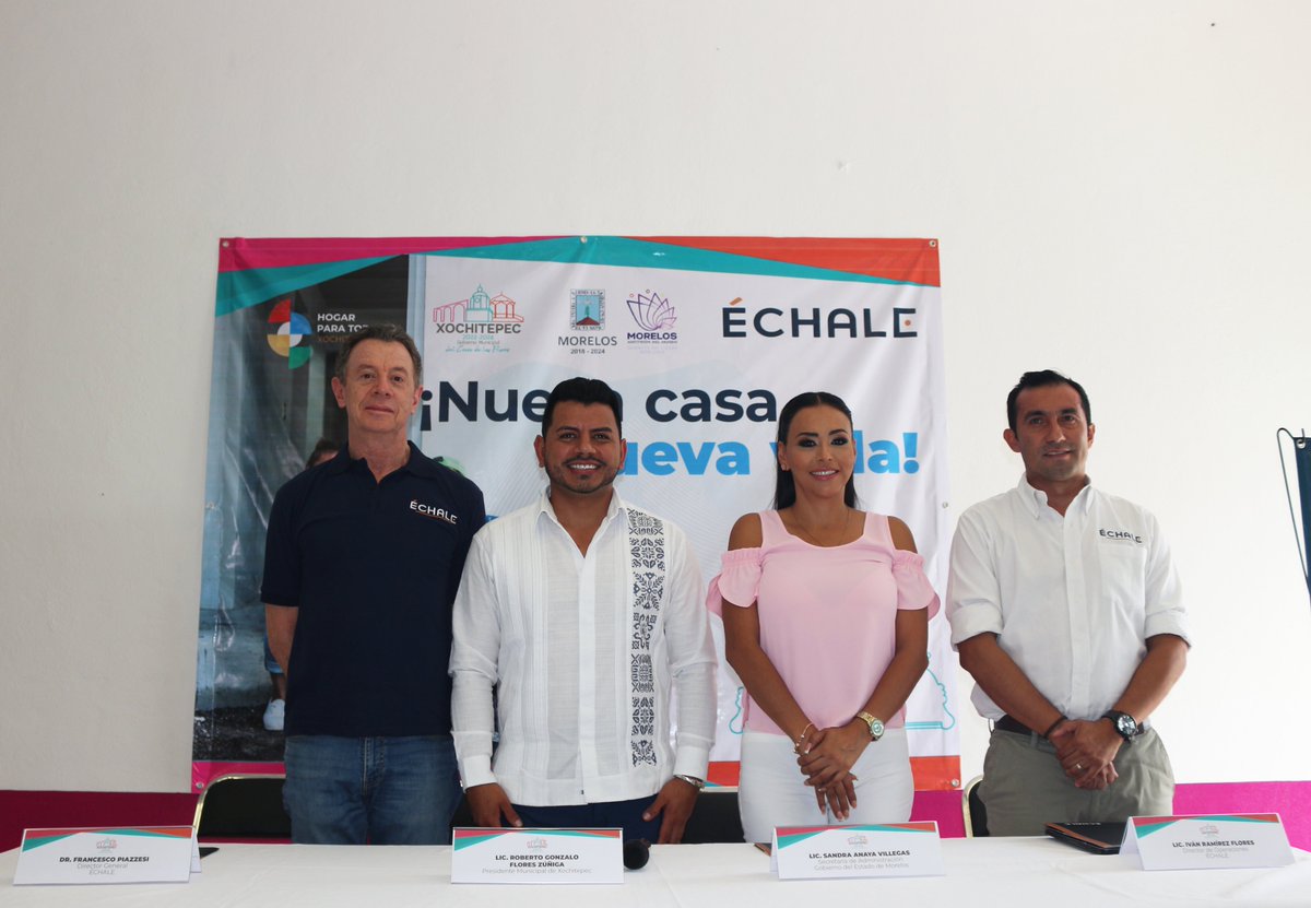 En colaboración con <a href="/SandraAnayaVil1/">Sandra Anaya Villegas</a>, Secretaria de Administración de Morelos, y <a href="/ChaloFlores_/">Chalo Flores</a>, Alcalde de Xochitepec, anunciamos el programa de viviendas en Xochitepec. Este proyecto pretende construir 3 Comunidades ODS con un total de 168 viviendas.  

#PasiónÉchale