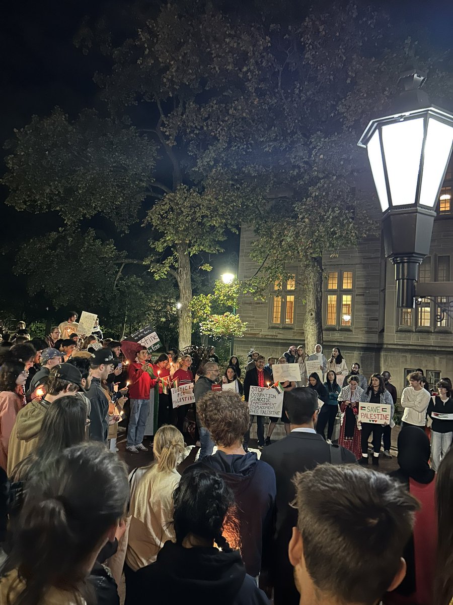stef_journalism's tweet photo. Not even half a mile away, a Palestinian student group rallies for freedom in front of the university gates in Bloomington. The shouts of the Israel supporters and Palestinian supporters are tangibly audible from both locations. 
 #Palestine #Gaza #Israel_under_attack https://t.co/EqHfRa5AWS