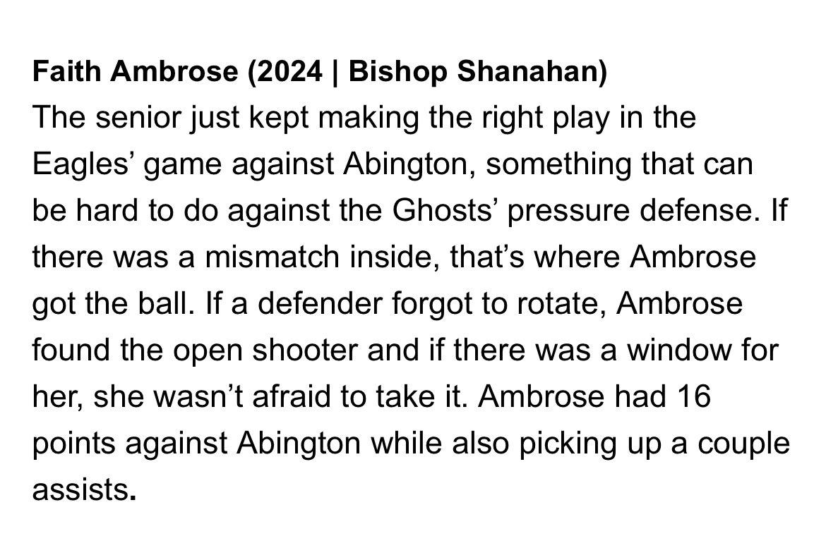 FaithAmbrose24's tweet photo. Thank you for the write up and for a great event!! @hooplove215 @BSHS_GirlsBball @mikemillsnc @delcogoats https://t.co/Kc1KokdRzY