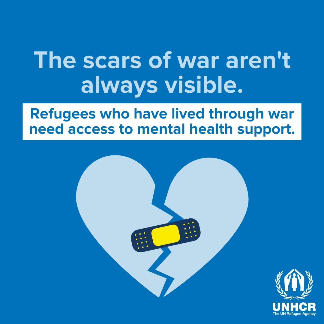 One in five people who lived through war have mental health challenges. This #WorldMentalHealthDay, we appeal for access to mental health support for every refugee who has lived through trauma. 💙