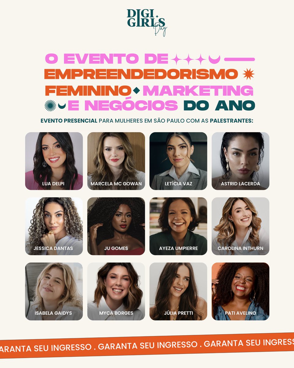 Se você quer ser uma empreendedora de sucesso, esteja onde empreendedoras de sucesso estão ✨ então a gente te espera no Digi.Girls Day!

🗓️ 18 de novembro
📍 Espaço Bosque - São Paulo SP
🚨 ÚLTIMOS INGRESSOS do lote 3 digigirls.com.br/digigirlsday20…