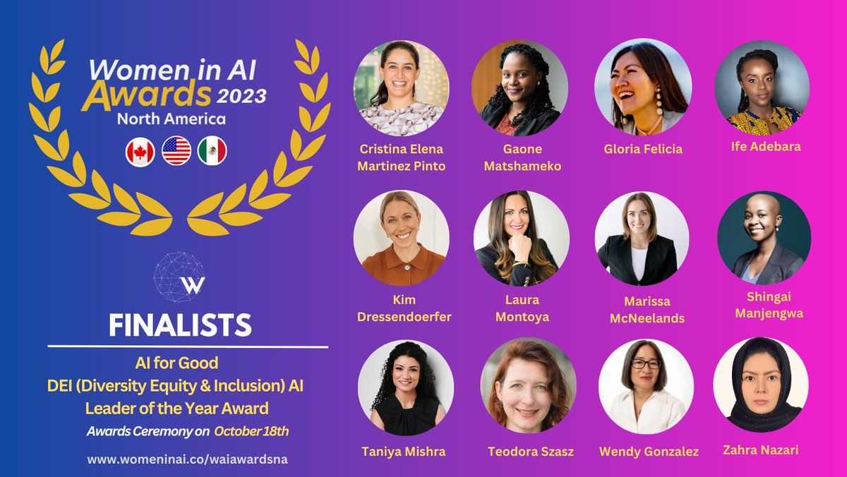 🏆𝐏𝐫𝐞𝐬𝐞𝐧𝐭𝐢𝐧𝐠 𝐭𝐡𝐞 𝐅𝐢𝐧𝐚𝐥𝐢𝐬𝐭𝐬 𝐟𝐨𝐫 𝐀𝐈 𝐟𝐨𝐫 𝐆𝐨𝐨𝐝 - 𝐃𝐄𝐈 𝐋𝐞𝐚𝐝𝐞𝐫 𝐨𝐟 𝐭𝐡𝐞 𝐘𝐞𝐚𝐫 𝐀𝐰𝐚𝐫𝐝 at <a href="/WAIAwardsNA/">Women in AI Awards NA</a> 2023. Join us at the ceremony on Oct 18 at Metro Toronto Convention Centre bit.ly/WaiAwardsNA23
<a href="/BigDataAITO/">Big Data and AI Toronto</a>